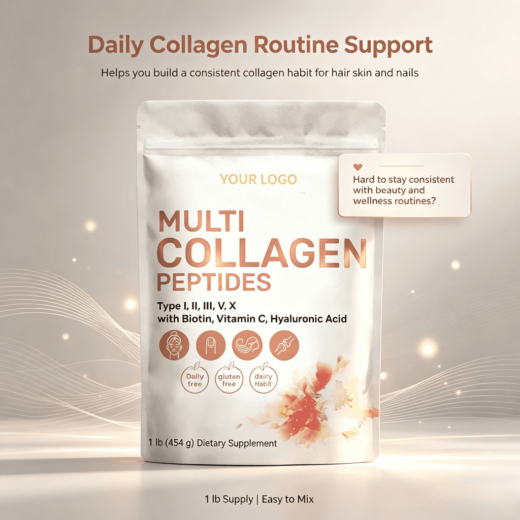 OEM Collagen Peptides Powder Skin Whitening Glow Digestive Enzymes for Healthy Skin Hair Nails Joint Support