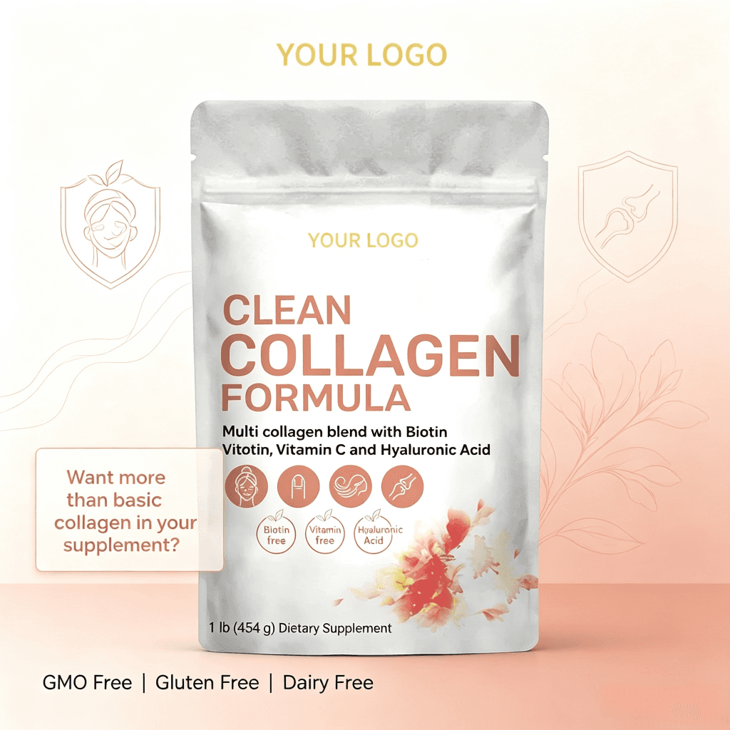 OEM Collagen Peptides Powder Skin Whitening Glow Digestive Enzymes for Healthy Skin Hair Nails Joint Support