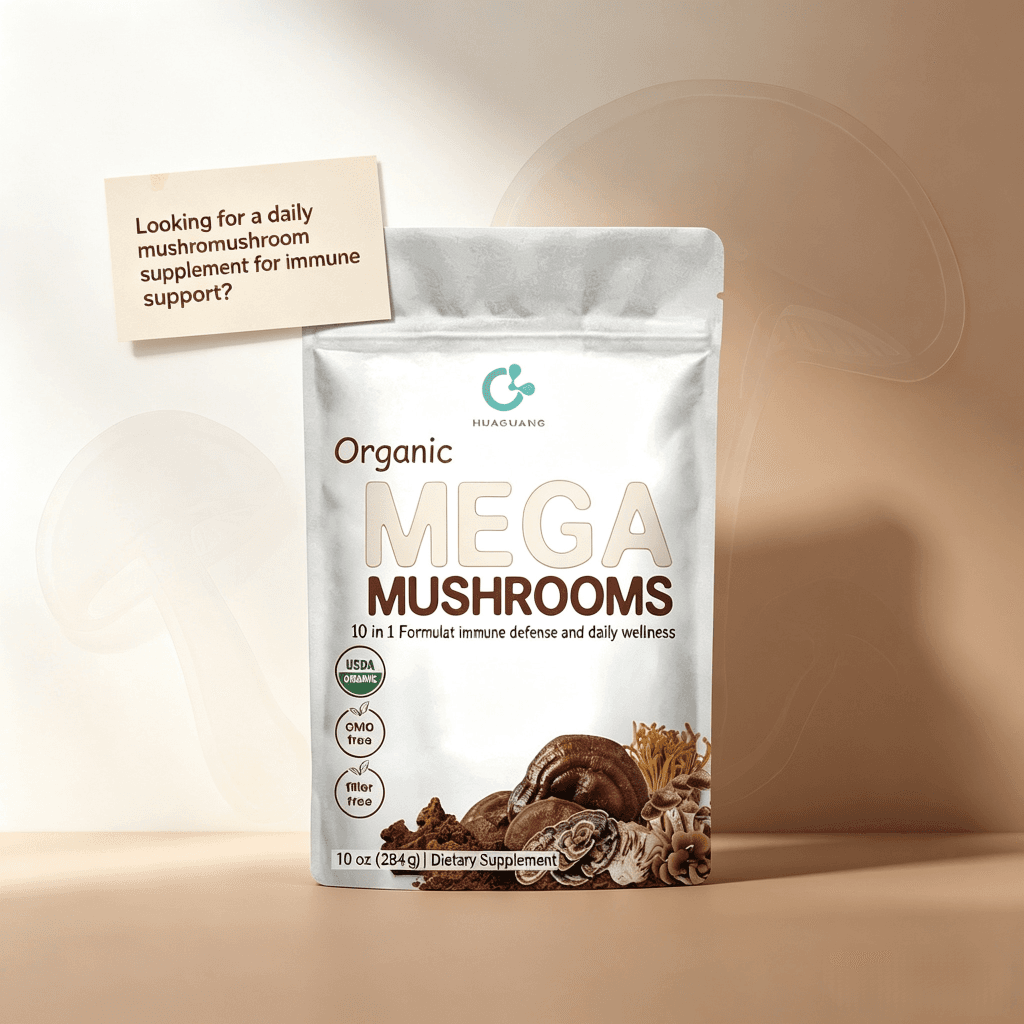 Odm 10 in 1 Nootropic Brain Supplement Mushroom Powder Mix Shiitake Oyster Turkey Tail Lion`s Mane Mushroom Coffee Powder