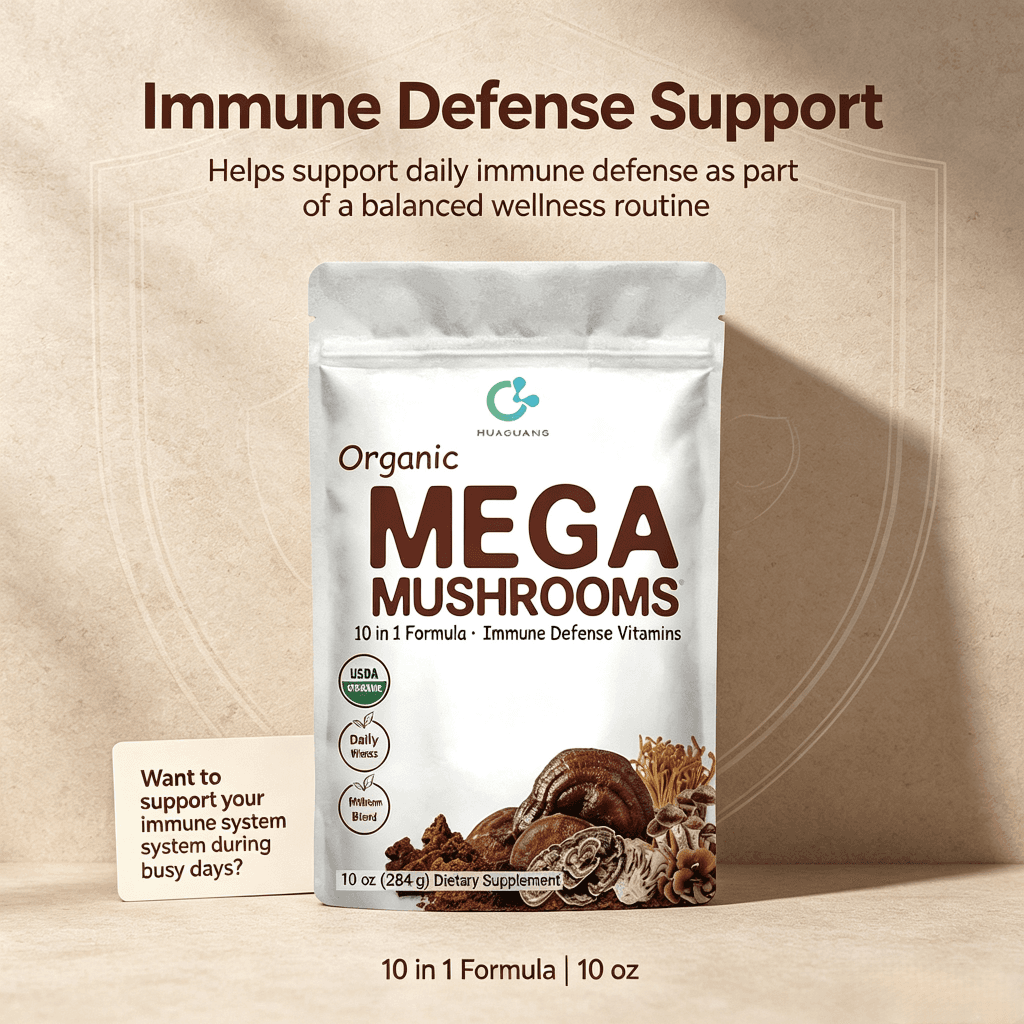 Odm 10 in 1 Nootropic Brain Supplement Mushroom Powder Mix Shiitake Oyster Turkey Tail Lion`s Mane Mushroom Coffee Powder