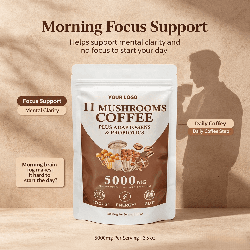 Hot Sale Organic Lions Mane Reishi Cordyceps Chage Turkey Tail Mycelium Extract Herbal Supplement Powder for Adult Improve