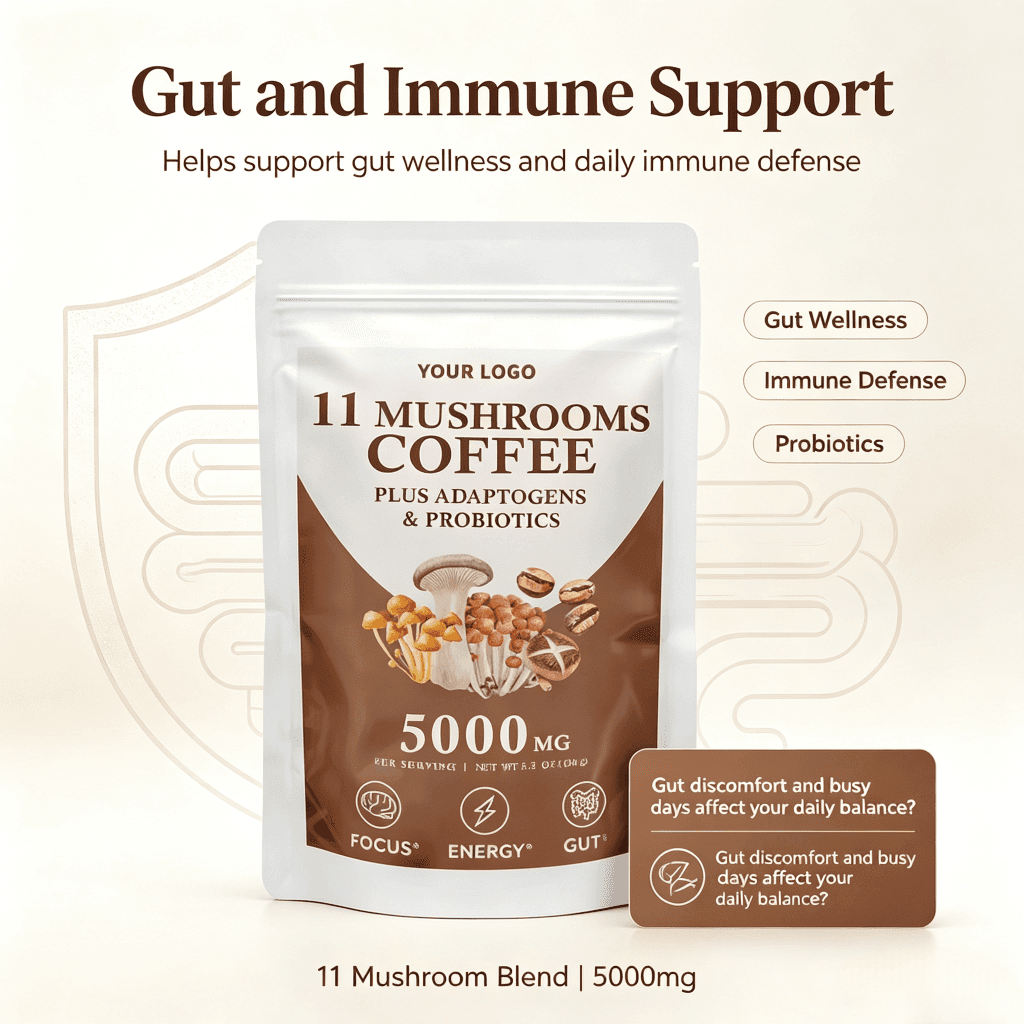Hot Sale Organic Lions Mane Reishi Cordyceps Chage Turkey Tail Mycelium Extract Herbal Supplement Powder for Adult Improve