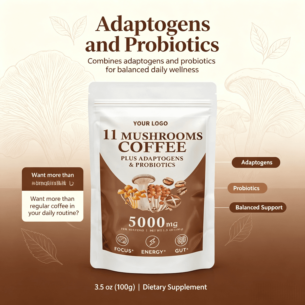 Hot Sale Organic Lions Mane Reishi Cordyceps Chage Turkey Tail Mycelium Extract Herbal Supplement Powder for Adult Improve