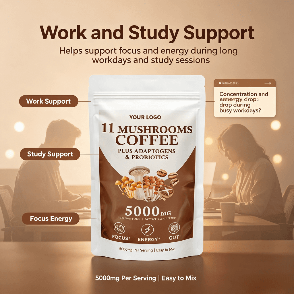 Hot Sale Organic Lions Mane Reishi Cordyceps Chage Turkey Tail Mycelium Extract Herbal Supplement Powder for Adult Improve