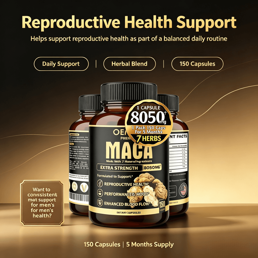 OEM Maca Root Ginseng Root Ashwagandha Root Tribulus Terrestris Supplement 8050 Mg Supports Male Strength Red Maca Capsules