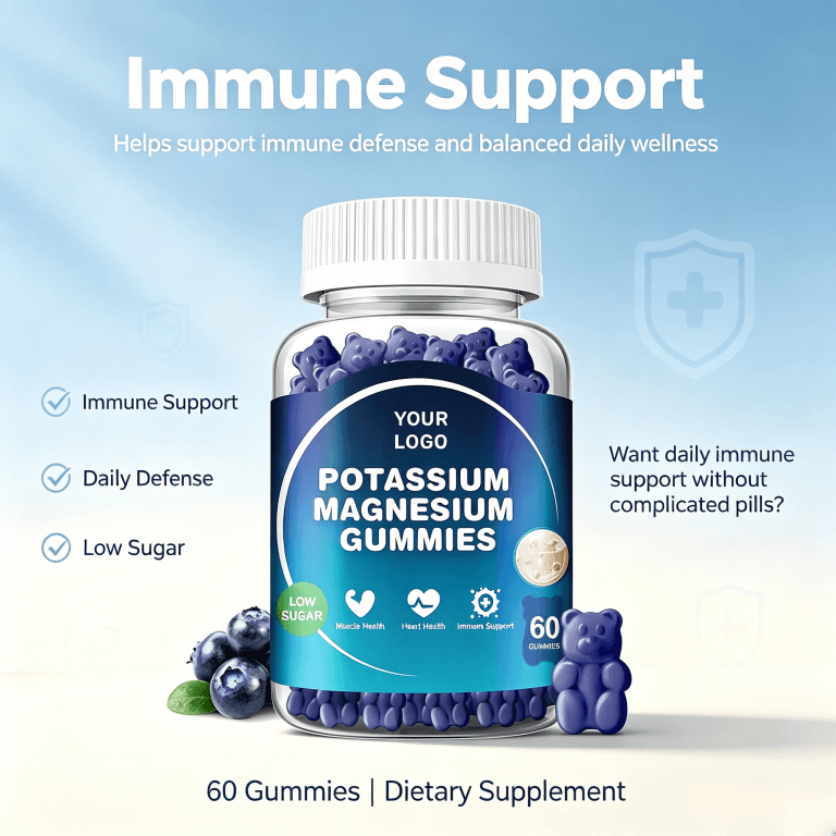 Factory Wholesale Hot Selling Potassium Magnesium Gummies Sugar Free Calm for Sleep Muscle Health Food 2gummies Daily Adult Use