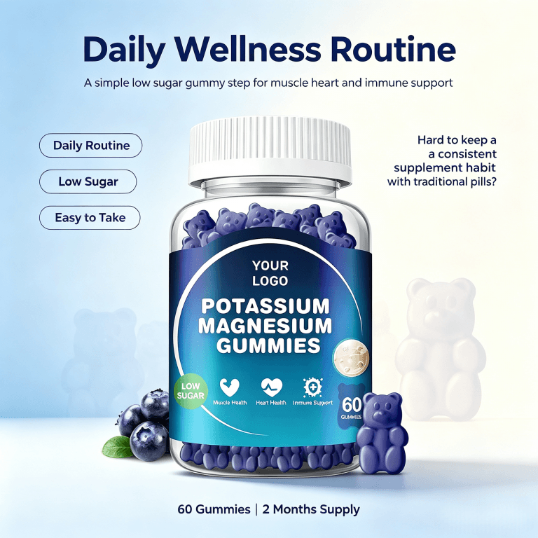 Factory Wholesale Hot Selling Potassium Magnesium Gummies Sugar Free Calm for Sleep Muscle Health Food 2gummies Daily Adult Use
