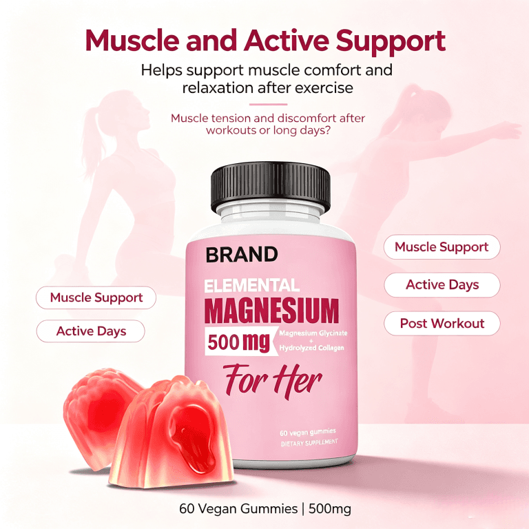 Magnesium Glycinate Gummies Custom Yours Packaging Promotes Memory Focus Support Muscle Magnesium Supplement