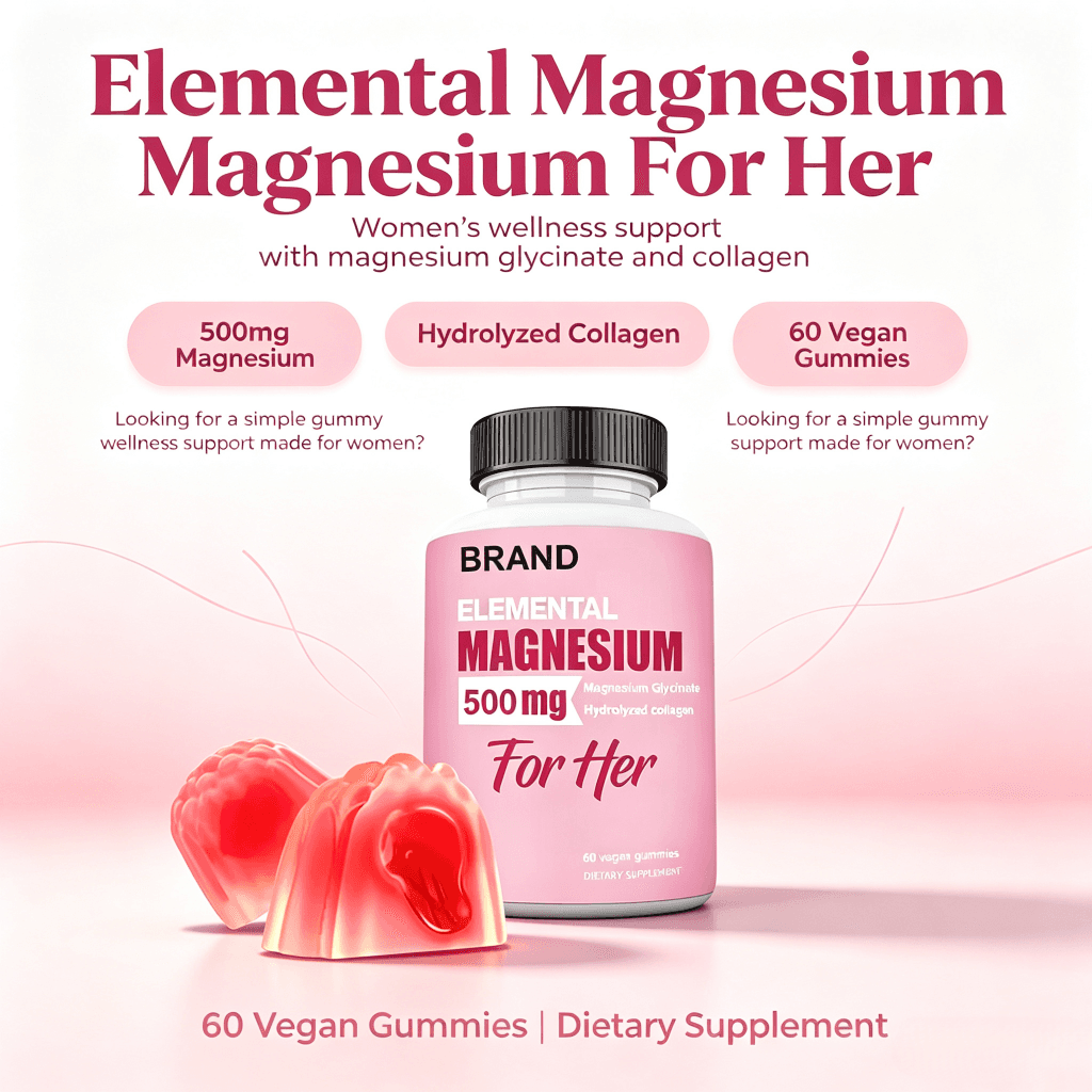 Magnesium Glycinate Gummies Custom Yours Packaging Promotes Memory Focus Support Muscle Magnesium Supplement