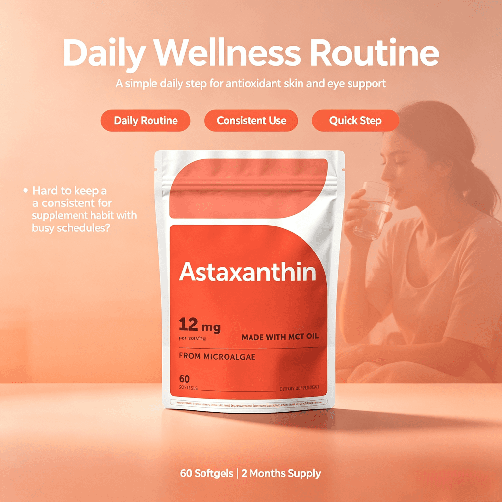 OEM Astaxanthin 12mg Softgels From Microalgae 60 Count 2 Month Supply Dietary Supplement