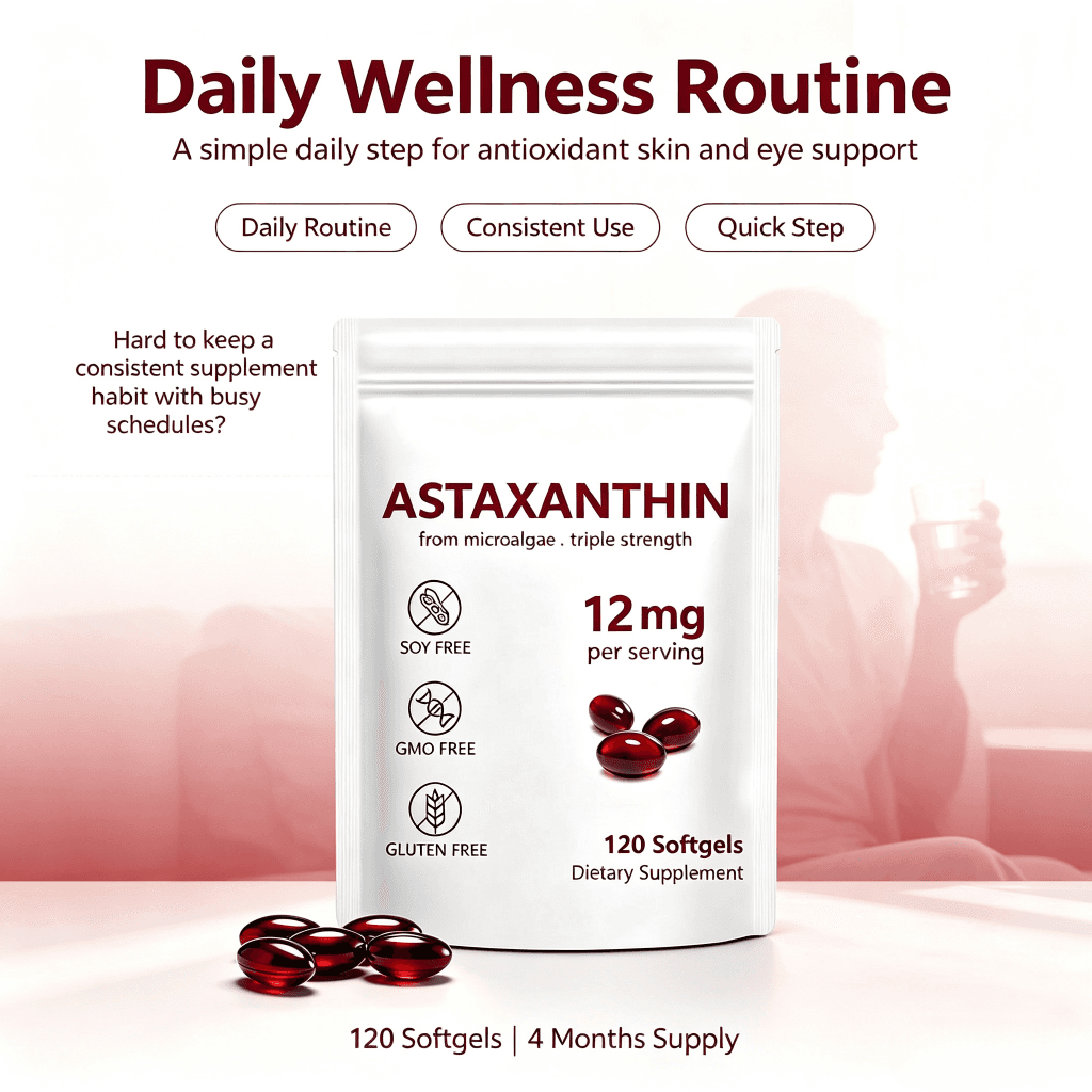 OEM Astaxanthin 12mg Softgels From Microalgae Soy Free GMO Free Gluten Free 120 Count Dietary Supplement