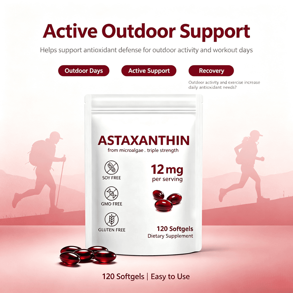 OEM Astaxanthin 12mg Softgels From Microalgae Soy Free GMO Free Gluten Free 120 Count Dietary Supplement