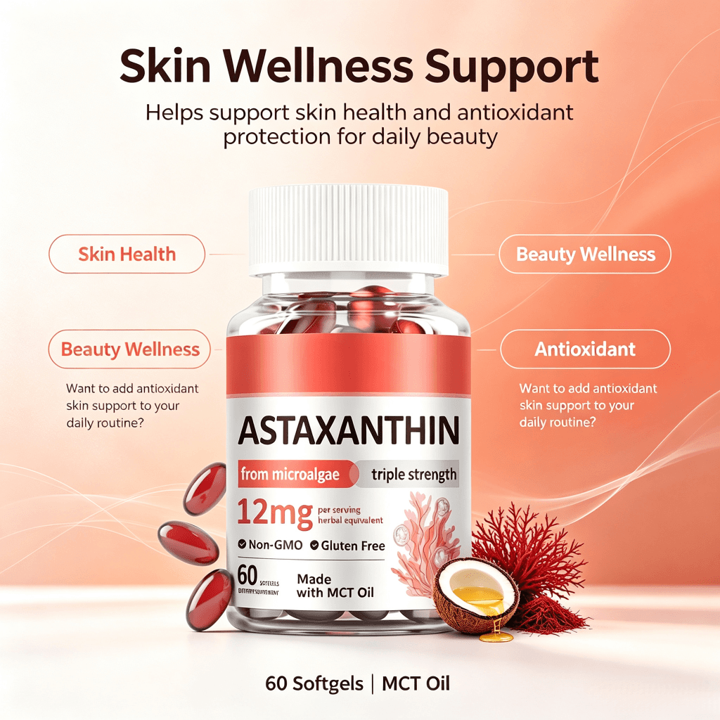 OEM Astaxanthin 12mg Softgels 60 Count Dietary Supplement