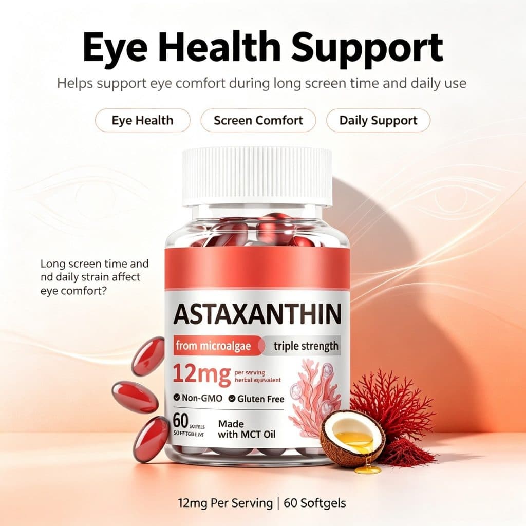 OEM Astaxanthin 12mg Softgels 60 Count Dietary Supplement