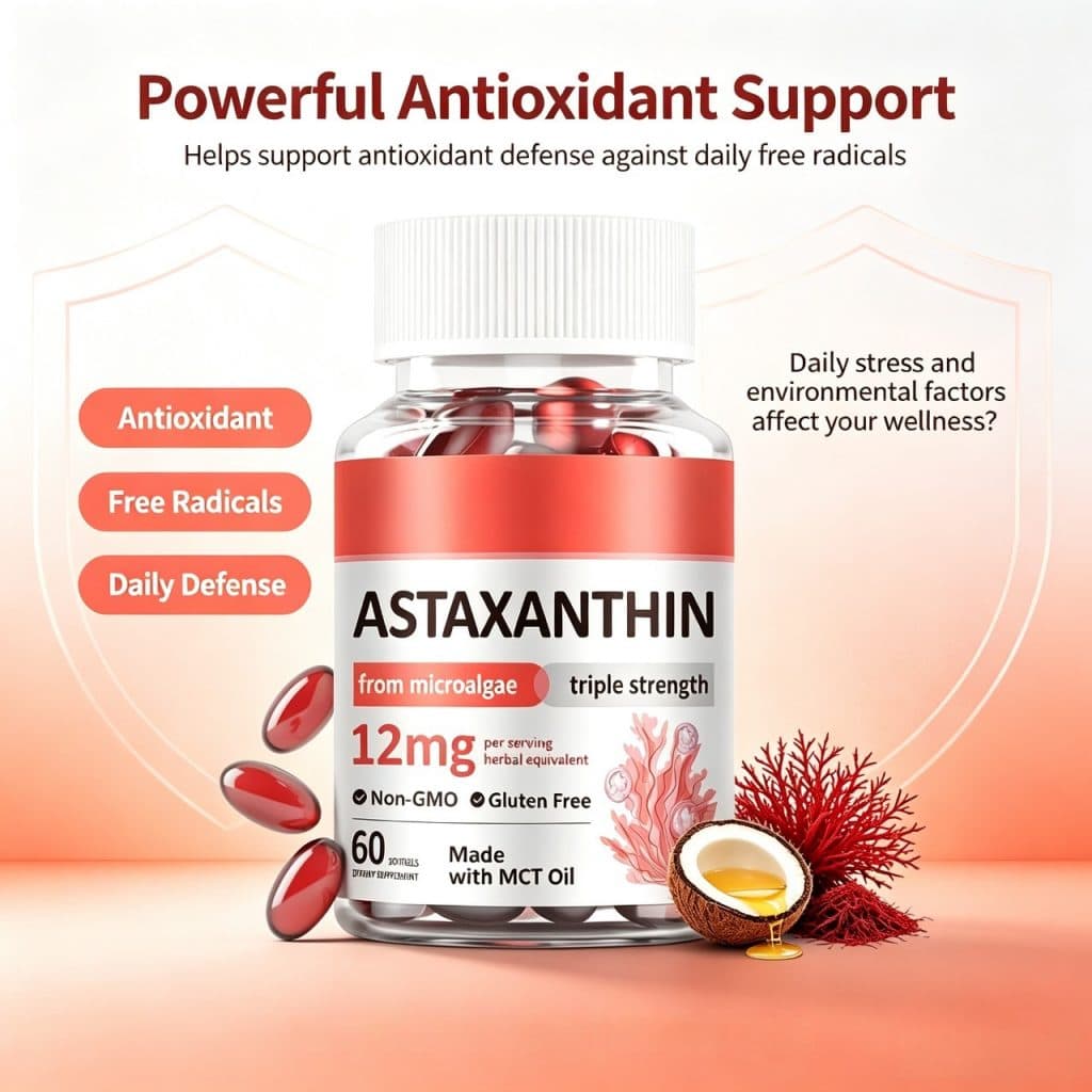OEM Astaxanthin 12mg Softgels 60 Count Dietary Supplement