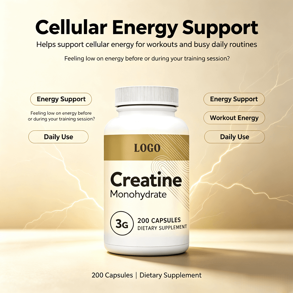 Private Label Adult Creatine Monohydrate 5000mg Energy Capsules-Sports Supplement