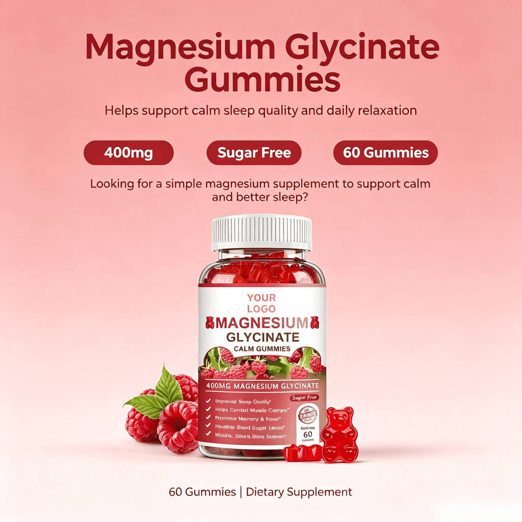 Hot Sale Organic Gummy Bear Magnesium Glycinate Gummies Dietary Supplement Magnesium Potassium Booster Magnesium Malate