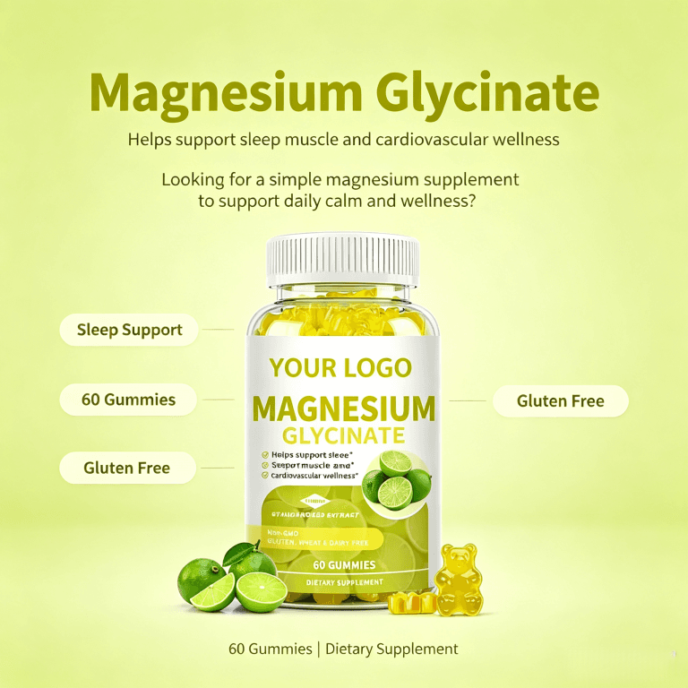 Hot Sale Magnesium Glycinate Gummies Vegan Magnesium Complex With Vitamin D B6 L-Theanine Sleep Quality Supplement
