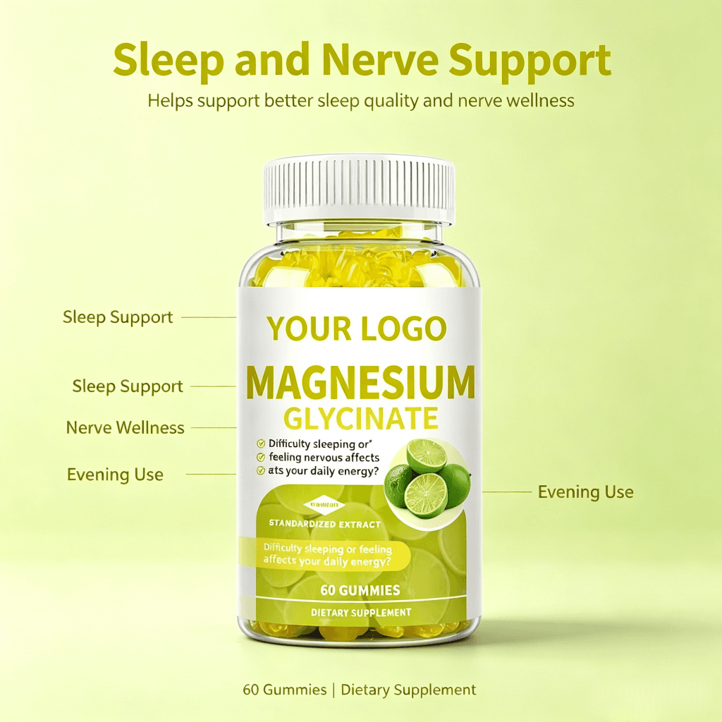 Hot Sale Magnesium Glycinate Gummies Vegan Magnesium Complex With Vitamin D B6 L-Theanine Sleep Quality Supplement