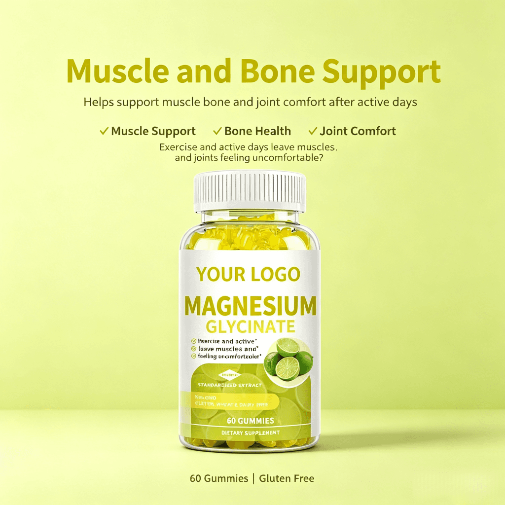 Hot Sale Magnesium Glycinate Gummies Vegan Magnesium Complex With Vitamin D B6 L-Theanine Sleep Quality Supplement