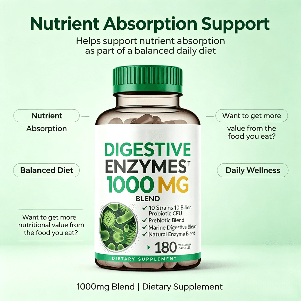 Promoting Healthy Digestion Supplement for Adults Cleanse Colon Digestive Enzyme Capsules