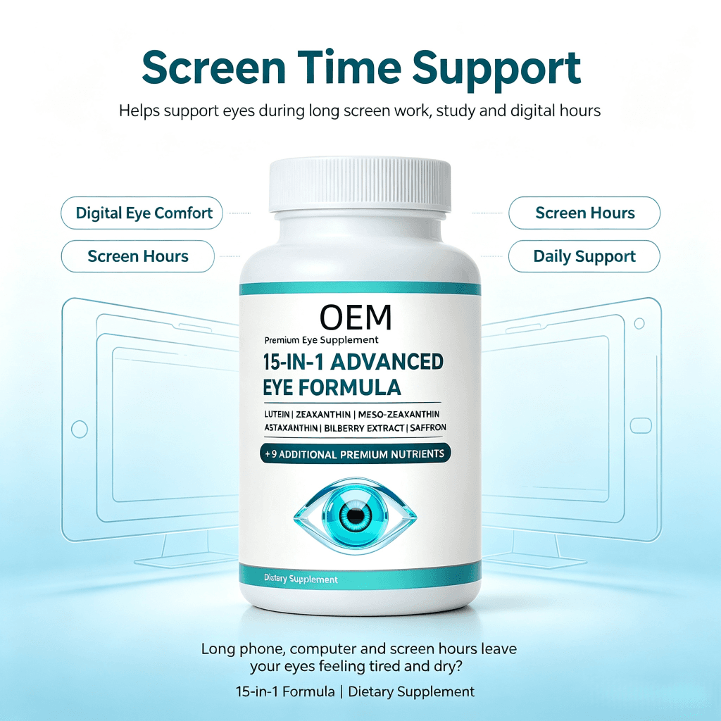 Natural Eye Capsules Vitamins with Lutein Zeaxanthin and Bilberry Extract Eye Strain and Support Long Term Eye Health