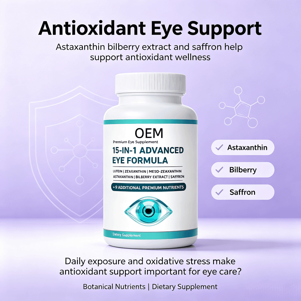 Natural Eye Capsules Vitamins with Lutein Zeaxanthin and Bilberry Extract Eye Strain and Support Long Term Eye Health