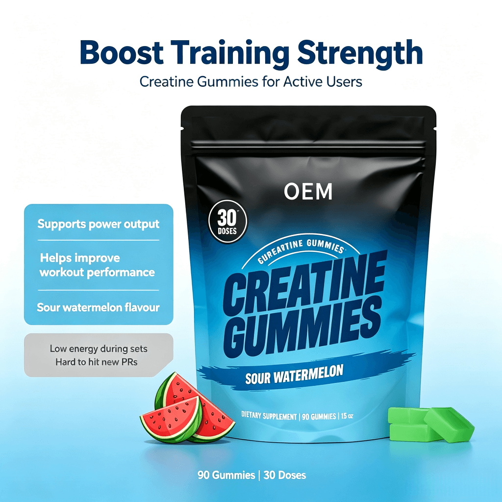 OEM Creatine Gummies Sour Watermelon Flavor 90 Count Dietary Supplement