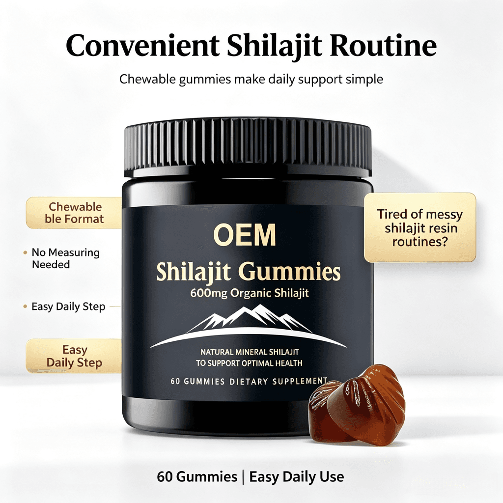 Factory Wholesale Himalayan Shilajit Gummies 500mg 1000mg 3000mg Shilajit Gummies Extract Custom