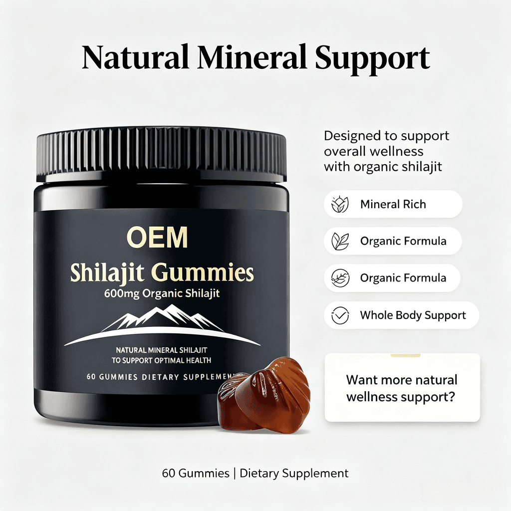 Factory Wholesale Himalayan Shilajit Gummies 500mg 1000mg 3000mg Shilajit Gummies Extract Custom
