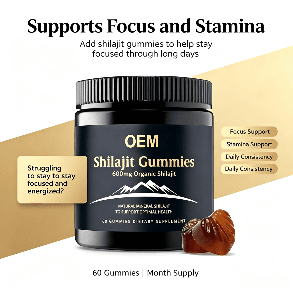 Factory Wholesale Himalayan Shilajit Gummies 500mg 1000mg 3000mg Shilajit Gummies Extract Custom