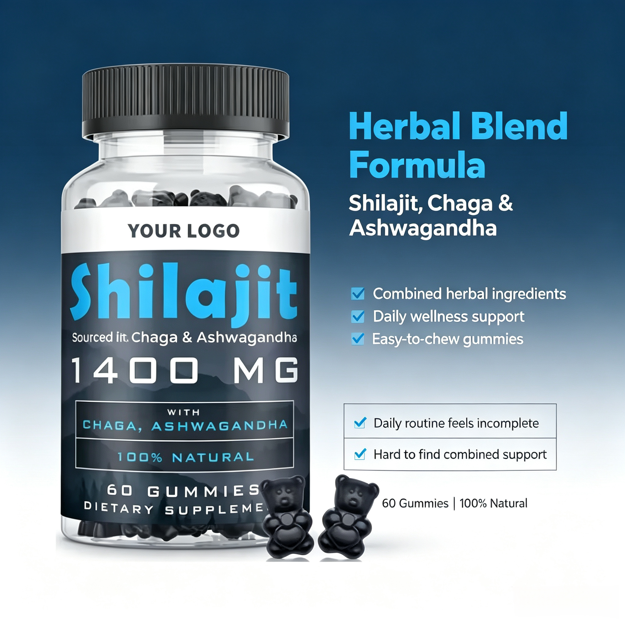 Best Selling Sugar-free Shilajit Extract Gummies Fulvic Acid Improves Focus for Adults Not for Pregnant Women