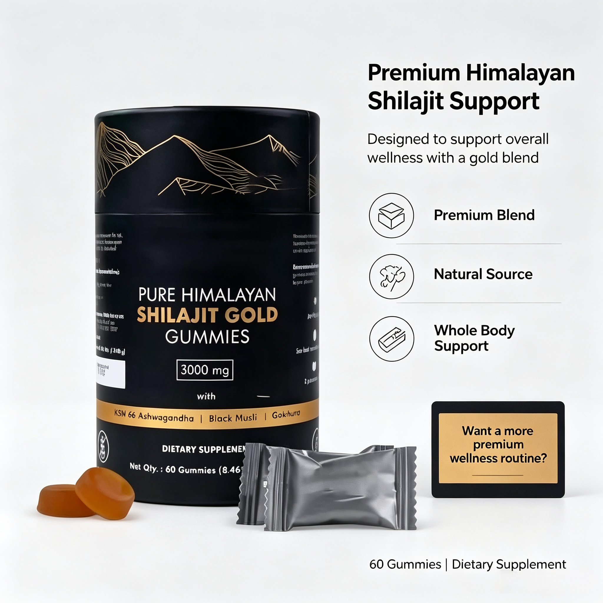 Factory OEM Wholesale Natural Shilajit Supplement Private Label Pure Himalayan Shilajit Gummies