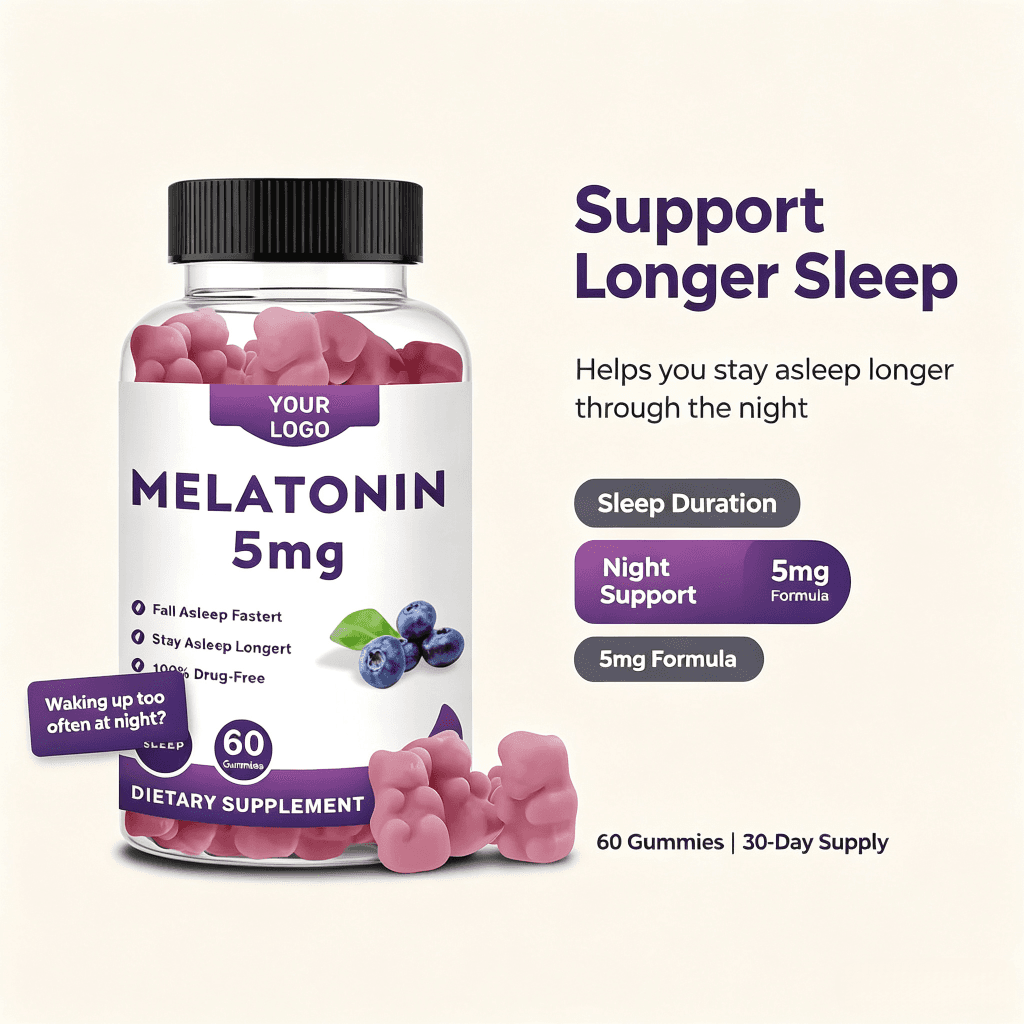Private Label Organic Melatonin Gummy Candy Sleep Relax Immune Energy Adult