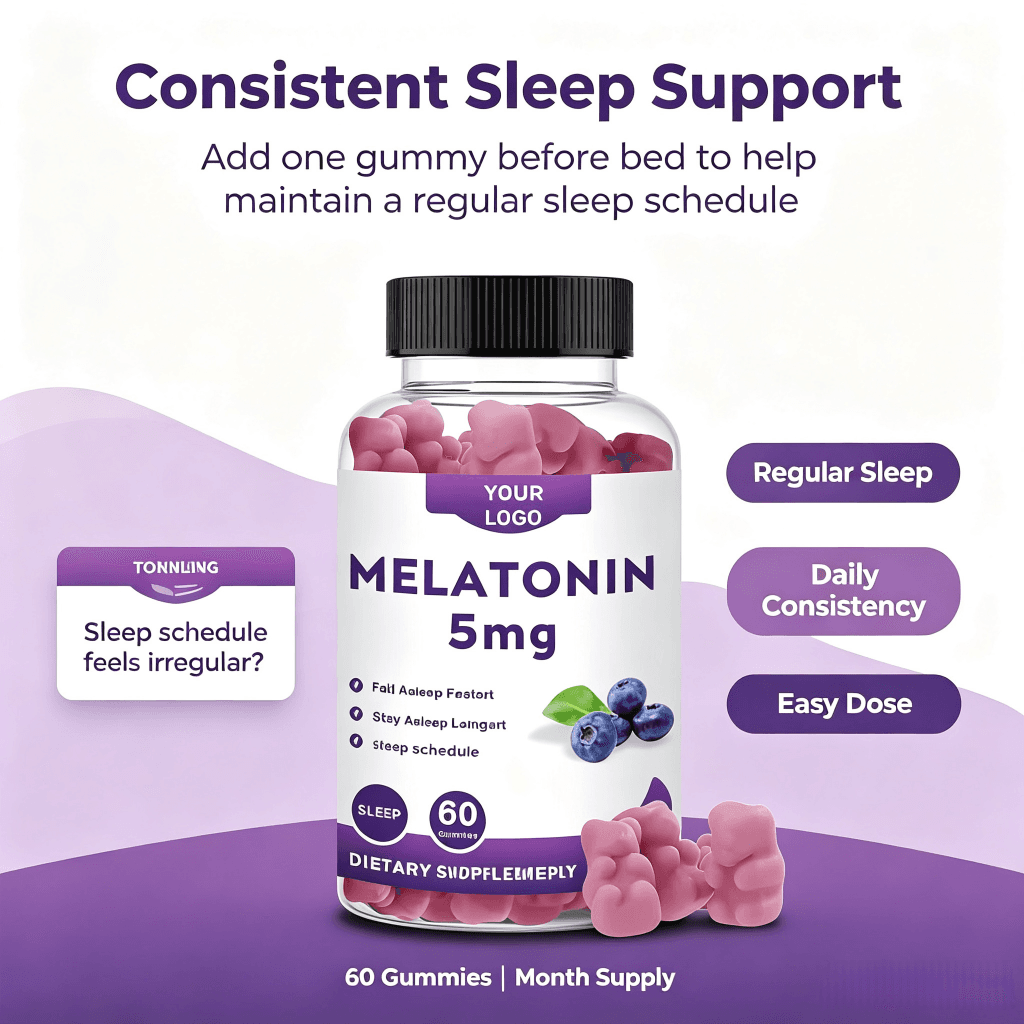 Private Label Organic Melatonin Gummy Candy Sleep Relax Immune Energy Adult