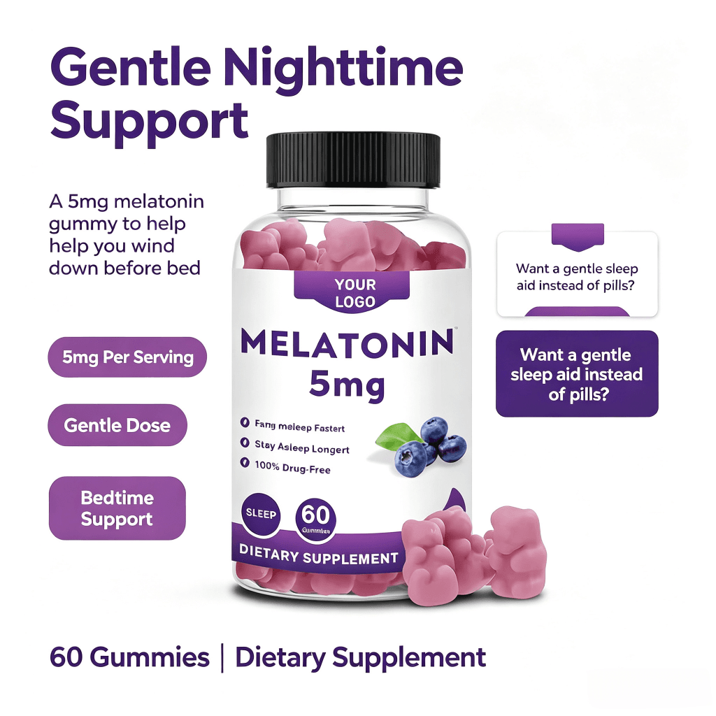 Private Label Organic Melatonin Gummy Candy Sleep Relax Immune Energy Adult