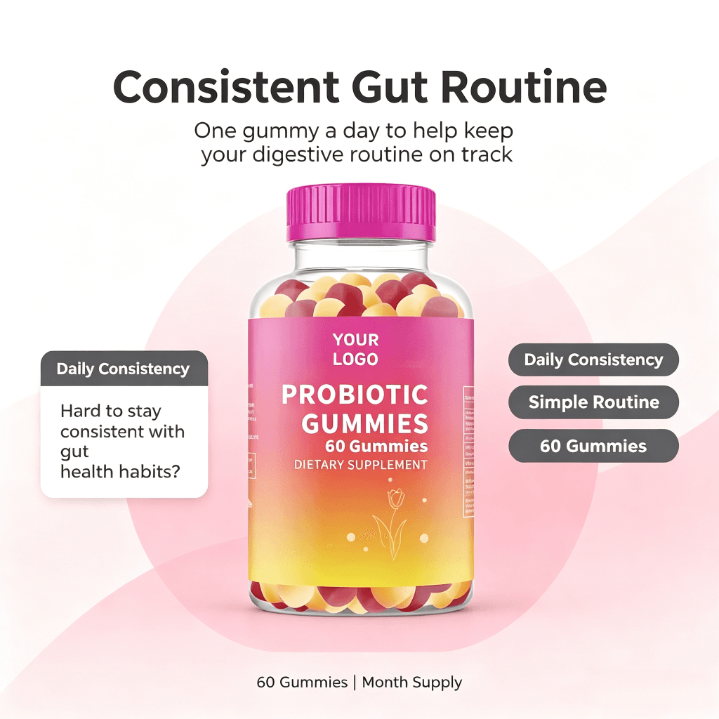 Custom Private Label Female Probiotic and Prebiotic Gummies for Women Vaginal Health,Gut Health,Digestive Health