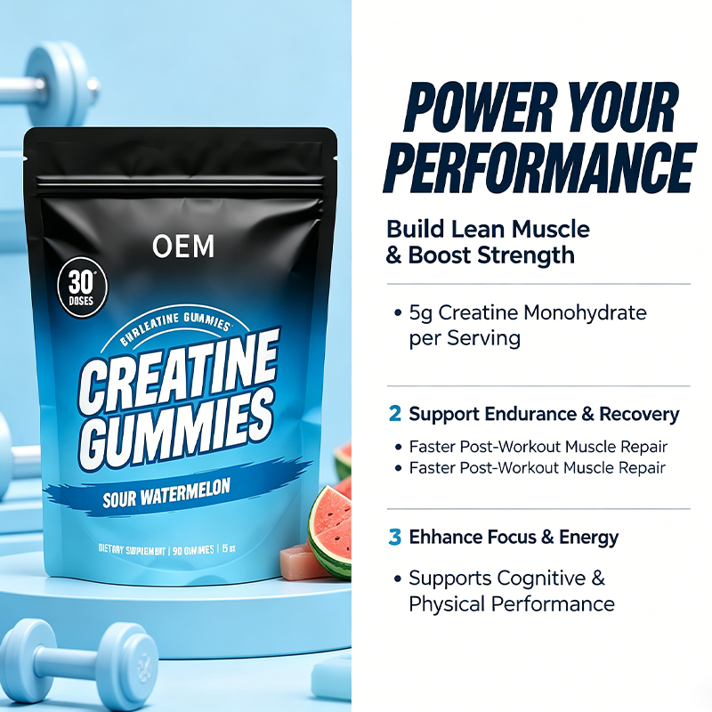 OEM Creatine Gummies Sour Watermelon Flavor 90 Count Dietary Supplement