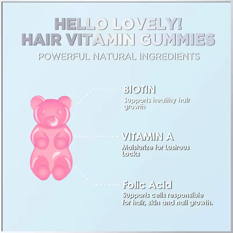 Vegan Biotin Collagen Gummies for Hair Skin Nails Whitening Adult Hair Loss Support