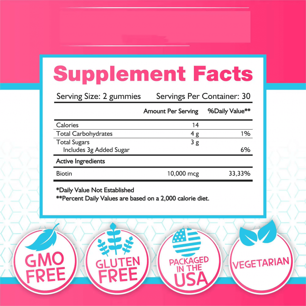 Fast Delivery Custom Logo Adult Biotin Hair & Skin Health Gummy Candy Vitamins Private Label