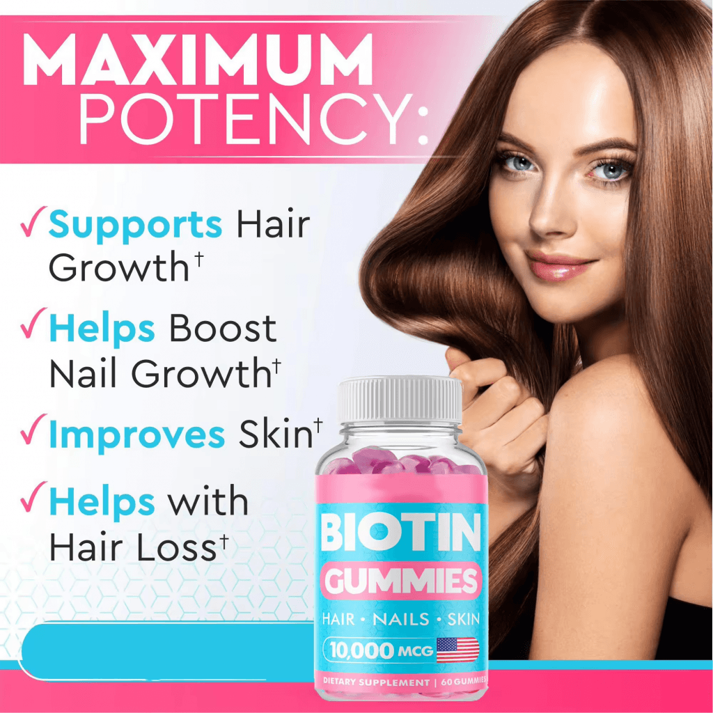 Fast Delivery Custom Logo Adult Biotin Hair & Skin Health Gummy Candy Vitamins Private Label
