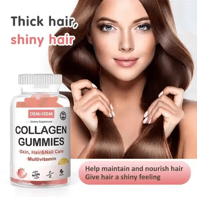 Food Supplements Support High Quality Hair Nail Growth Skin Healthy Collagen Gummies With Biotin+vitamin C