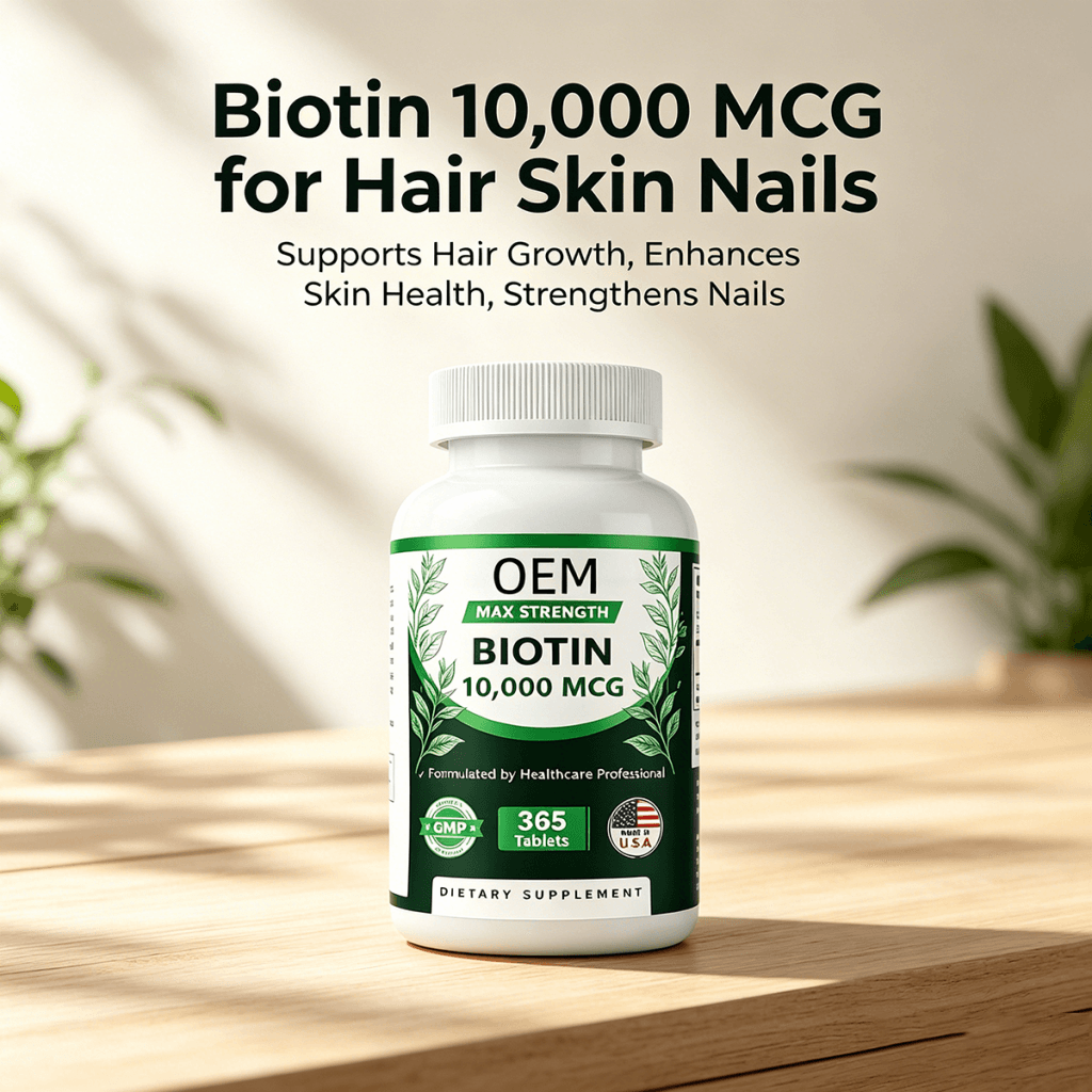 Factory Sales Biotin Tablets for Hair Growth Strong Nails and Healthy Skin Support 10000mg Biotin Supplement