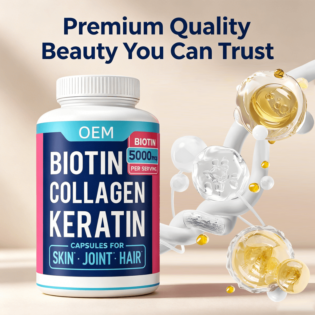 High Potency Biotin Capsules 5000mcg for Fast Hair Growth & Strong Nails Beauty Supplement Collagen Keratin Capsules