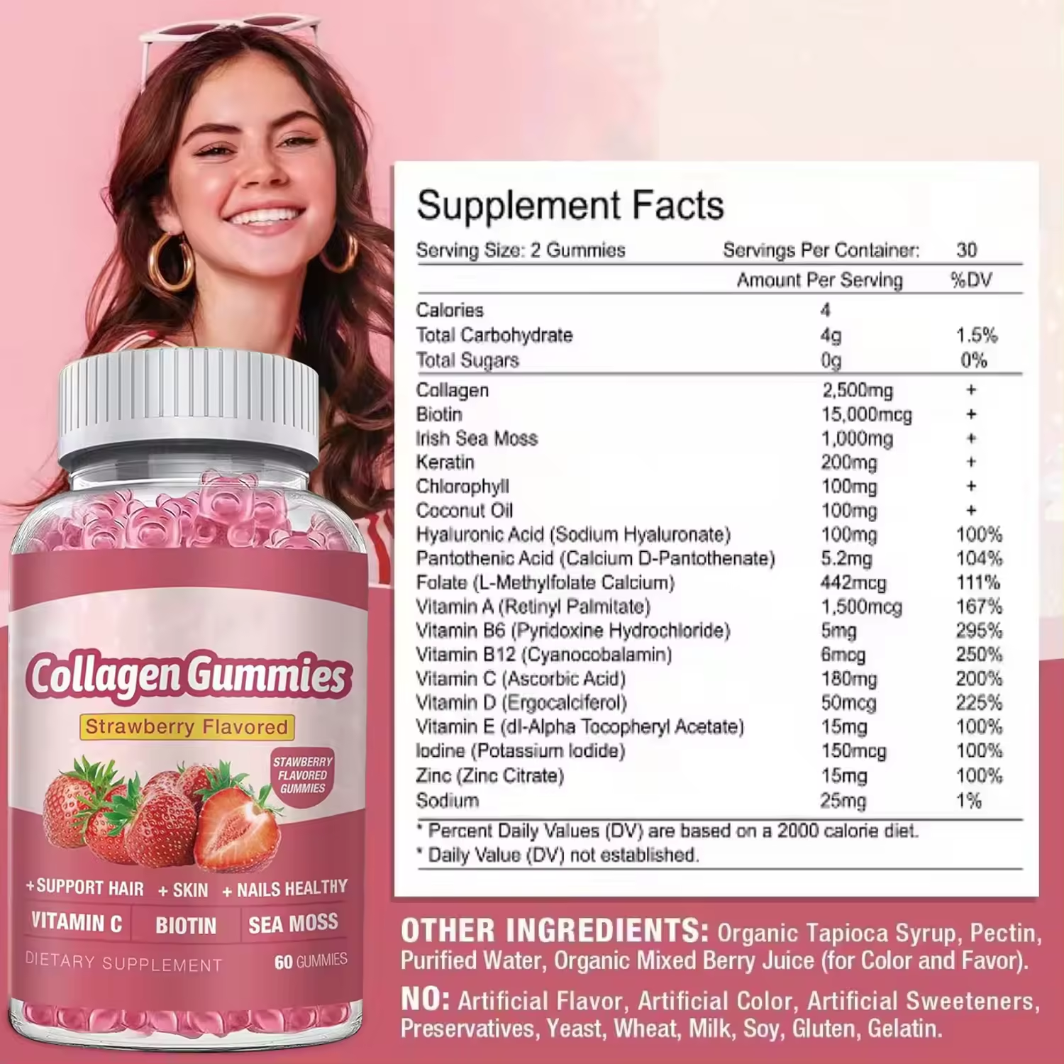 Vitamin C Elderberry Biotin Apple Cider Collagen Turmeric Green Tea Ashwagandha Fruit Sea Moss Sweet Gummy Bear Hair Vitamins