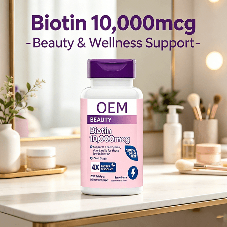 High Potency Biotin Vitamin B7 Tablets for Thicker Hair and Nail Strength
