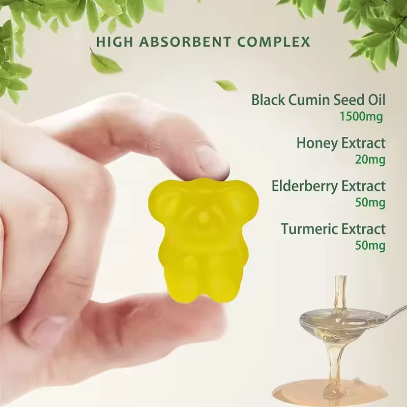 Private Label Spot Goods Immune Support Joints Digestion Skin Glow Hair Nails Skin Black Seed Oil Gummie