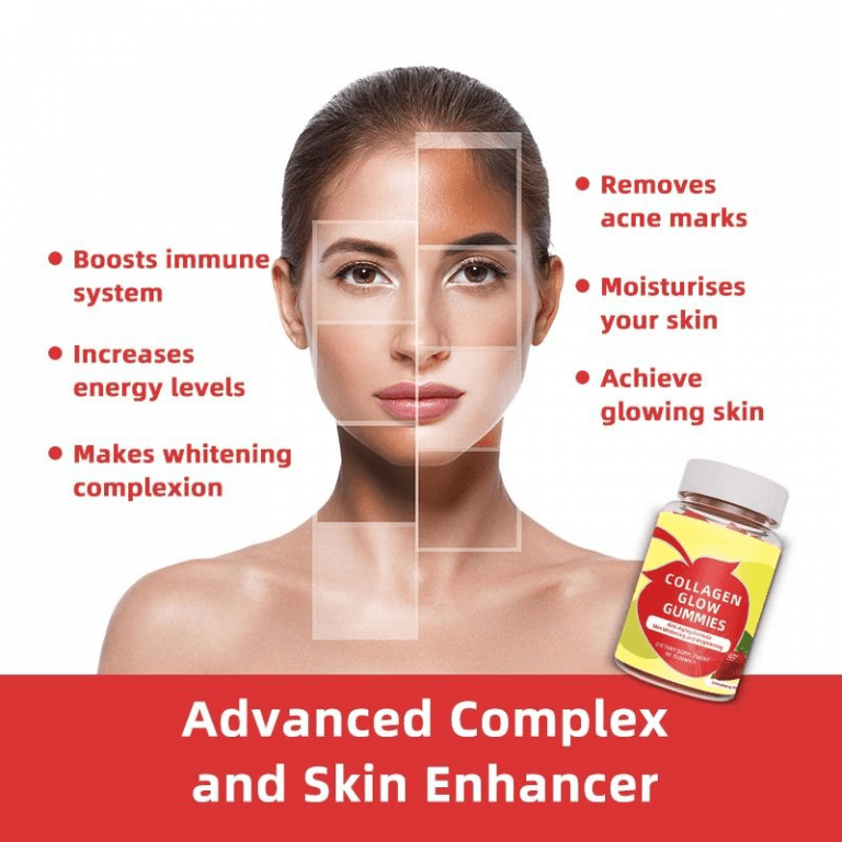 Sugar-Free Collagen Peptides Gummies with Vitamin C & Biotin Natural Strawberry Flavor Beauty Supplement for Women's Wellness