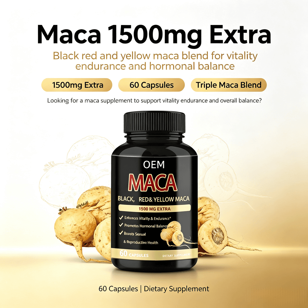 High-Potency Maca Capsules Boost Stamina Vitality & Hormonal Balance for Men & Women 1500mg Organic Maca Root