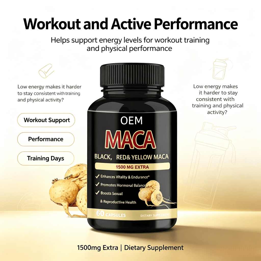 High-Potency Maca Capsules Boost Stamina Vitality & Hormonal Balance for Men & Women 1500mg Organic Maca Root